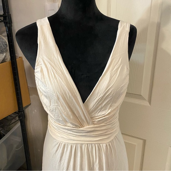 Coco Floor length Dress Women Large Beige white Sleeveless stretch summer dress - Picture 2 of 12